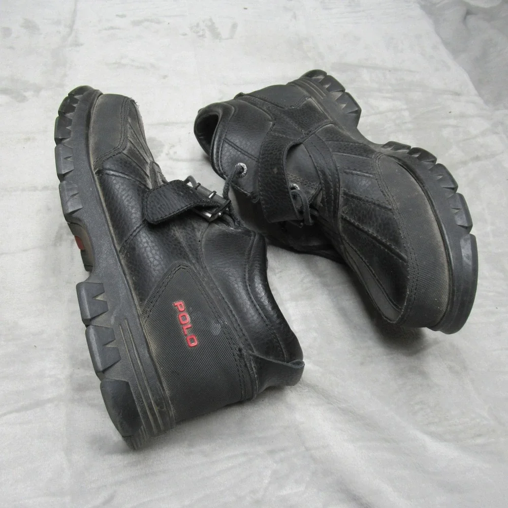 Polo Ralph Lauren Mens 11D Duck Boots Dover‎ II Black Leather Buckle Waterproof